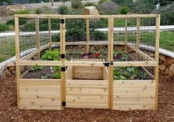 Garden In A Box Cedar Raised Bed With Deer Fence, 8' X 8' -Outdoor Garden Care 8595875 03V tif