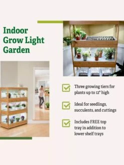 Bamboo LED Grow Light Garden For Succulents And Seeds -Outdoor Garden Care 8598084 5