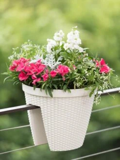 Weave Round Railing Planter, 11" -Outdoor Garden Care 8598370 8580 tif