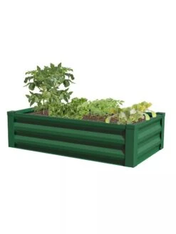 Powder-Coated Metal Raised Garden Bed, 24" X 48" -Outdoor Garden Care 8599393 02V powder coated metal raised garden bed 24x49 forest green