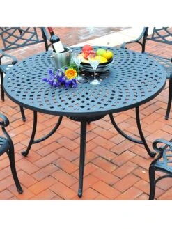 Crosley Sedona Cast Aluminum Dining Table -Outdoor Garden Care 8599662 02v crosley sedona cast aluminum dining table 46 inch round black