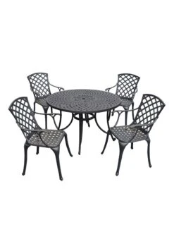 Crosley Sedona Five-Piece Outdoor Dining Set With High Back Armchairs -Outdoor Garden Care 8599666 01v crosley sedona five piece outdoor dining set with high back arm chairs 48 inch black