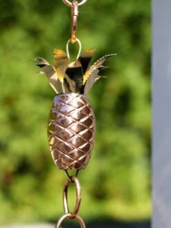 Pineapple Pure Copper Rain Chain, 8.5' -Outdoor Garden Care 8600210 02v