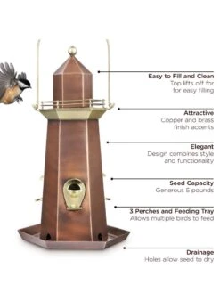 Lighthouse Bird Feeder 12 Lighthouse Bird Feeder -Outdoor Garden Care 8609055 05v