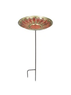 Achla Designs Red African Daisy Birdbath With Stake 7 Achla Designs Red African Daisy Birdbath With Stake -Outdoor Garden Care 8609300 02v