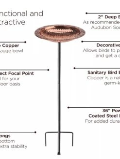 Copper Birdbath With Stake -Outdoor Garden Care 8609876 03V jpg
