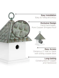 Bird House Bungalow With Verdigris Copper Roof 7 Bird House Bungalow With Verdigris Copper Roof -Outdoor Garden Care 8609892 03v