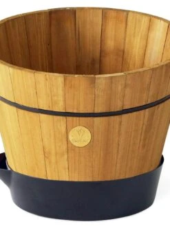 VegTrug® Build-a-Barrel Wooden Planter With Self-Watering Reservoir Tray, 18" -Outdoor Garden Care 8610253 01V tif