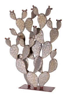 Desert Steel Prickly Pear Cactus Sculpture, Grande -Outdoor Garden Care 8610769 03v