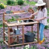 Dynamic Acacia Potting Bench With Soil Reservoir -Outdoor Garden Care 8611009 4132 1