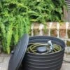 Matte Black Ribbed Hose Pot With Lid -Outdoor Garden Care 8611991 061 tif
