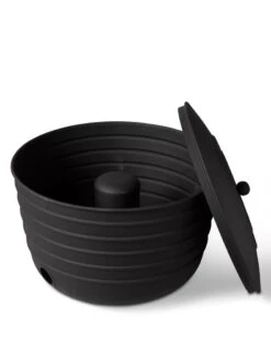 Matte Black Ribbed Hose Pot With Lid -Outdoor Garden Care 8611991 5868 tif