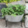 Achla Designs Mini Oval Galvanized Tub With Folding Stand -Outdoor Garden Care 8612906 02v achla designs mini oval galvanized tub with folding stand