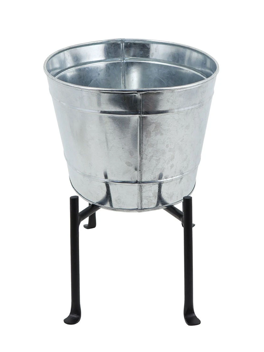 Achla Designs Mini Oval Galvanized Tub With Folding Stand 6 Achla Designs Mini Oval Galvanized Tub With Folding Stand - Image 4