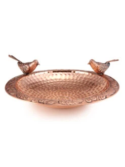 Pure Copper Bird Bath With Two Copper Birds And Multipronged Garden Pole -Outdoor Garden Care 8613378 04v